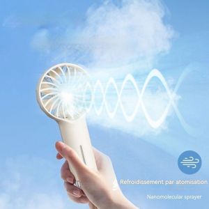 Mini Ventilateur Brumisateur Portable Rechargeable 3 Vitesses + Brumisation Id&eacute;al Bureau/Travel/Sport