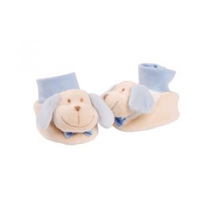 Toutou Chien Baby-Bow bleu chaussons souples chaussettes &eacute;pais naissance b&eacute;b&eacute; 0/6 mois