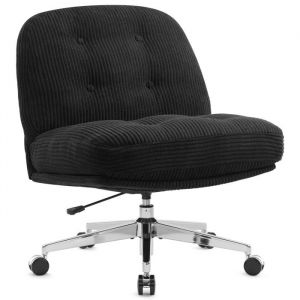 IWMH Chaise de Bureau Fauteuil de Bureau épaisse Avec Roulettes Siege Pivotante Réglable en Hauteur sans Accoudoirs - Noir