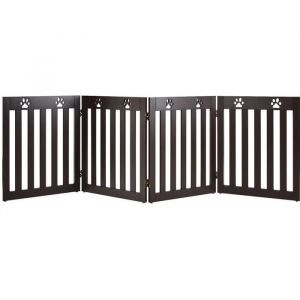 GIANTEX Barrière de Sécurité pour Chien Reliée par Charnière 360°Barrière en Bois pour Animaux Domestiques PlianteHauteur 605 cm