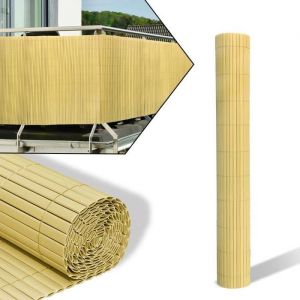 Aufun Brise-Vue en PVC Tapis de Brise-Vue Intimité Clôture de Rigide pour Balcon Jardin terrasse Bambou 180x500cm