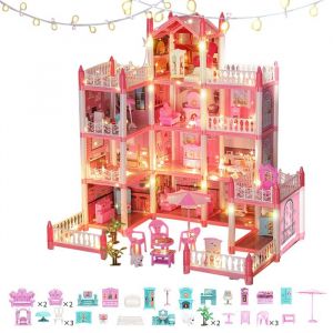 Maison de Poup&eacute;e pour Filles PIMPIMSKY Maison de R&ecirc;ve avec Poup&eacute;e et lumi&egrave;re Jouet Fille Cadeau 5-12 Ans Jouet Enfant