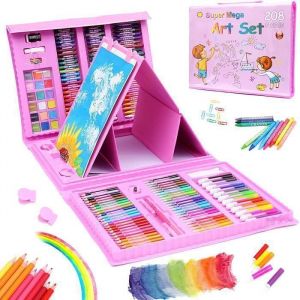 Set de Dessin - Non spcifi - 208 pices - Rose - Crayons de couleur - Mallette de coloriage rose CRAYON DE COULEUR