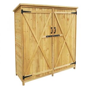 Wiltec Abri de jardin &ndash; 1350 x 500 x 1540 mm &ndash; en bois d&rsquo;&Eacute;pic&eacute;a &ndash; avec Toit en bitume et 2 portes &ndash; Cabane Remise pour rangement out