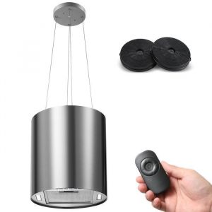 Hotte &icirc;lot Centrale 700 m &sup3;/ h- Hotte Aspirante 3 Vitesses - Hotte Suspendue Recyclage -Acier Inox- A+