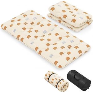 GOPLUS Matelas Futon Japonais 1 Personnes 90x200CM-Lit de Couchage Enroulable de Sol et Portable avec Sac de Transport Marron