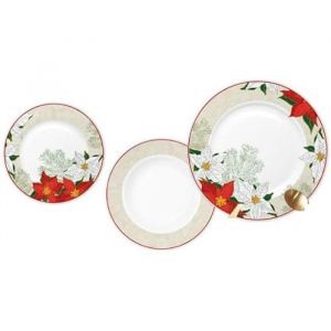Vaisselle - DKD HOME DECOR - Service de table - Fleur de Noël - 18 pièces - Porcelaine