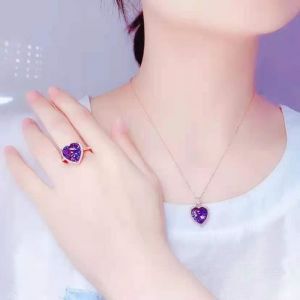 Parure Bijoux Femme - RMEGA - Violet - Zircon - Plaqu&eacute; 18K Or - Ajustable