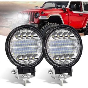 1 Pair 72W Phare de Travail LED4.5 Inch Phare de Travail Rond 7200lm Phare Additionnel 4x4 Projecteur Flood Combo Feu de Brou[16]