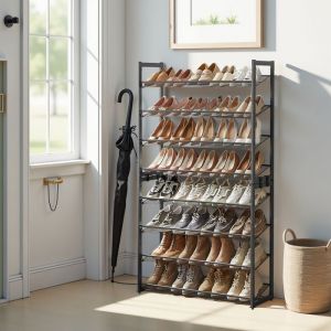 &Eacute;tag&egrave;re &agrave; chaussures - 8 niveaux - Noir - 32 &agrave; 40 paires - Montage flexible