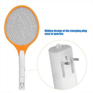 ARAMOX raquette anti-insectes Tapette de moustique &eacute;lectrique rechargeable sans fil Bug Zapper Raquette Insectes Killer Orange