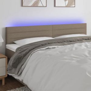 T&ecirc;te de lit &agrave; LED-Armoire de t&ecirc;te de lit avec &eacute;clairage LED-Panneau de t&ecirc;te de lit-Capitonn&eacute;e&nbsp; Taupe 160x5x78/88 cm Tissu 101952