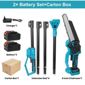 Tron&ccedil;onneuse Elagueuse &eacute;lectrique sur perche 8 pouces 21V -800W  &eacute;quip&eacute;e de 2 batteries x 30Ah.