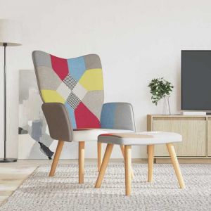 SALE 2026 Fauteuil Chaise de relaxation Multicolore - Chaise de relaxation avec repose-pied Patchwork Tissu PRO537894012