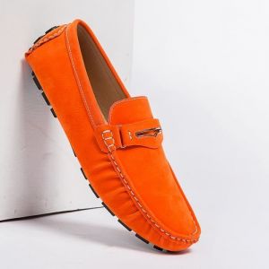 Chaussures décontractées pour hommes - AY™ - Mocassin en cuir véritable - Conduite - Orange