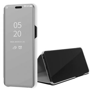 Miroir Coque Huawei P Smart 2020 Clear View Support à Rabat Antichoc 360 Protection Etui Housse Mirror Slim PC Rigide Argent