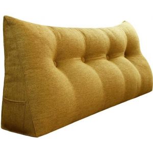 VERCART Coussin de Lecture Cale Dos coussin lecture lit Coussin Incliné Grands coussins de Lit Lin  Jaune 140cm