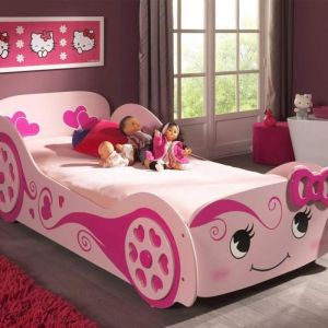 Lit enfant voiture Fille Love 90x200 - Rose - Terre de Nuit