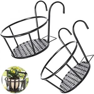 Fer Rond Crochet Pot De Fleur Stand Support Pot Plantes Maison Jardin Suspendu M&eacute;tal Cl&ocirc;ture Pot de Fleur en M&eacute;tal Balcon Ext&eacute;rieur