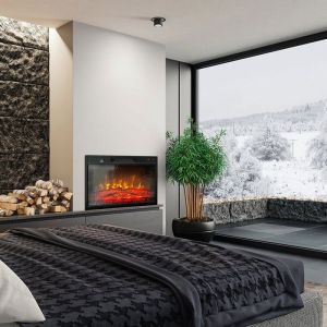 Cheminée électrique encastrable - ElectricSun - Insert 23 pouces - 1500W - Télécommande incluse - Noir