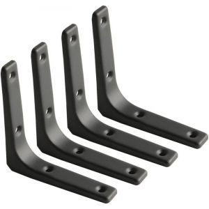 Équerre Étagère Murale Équerre Métal Mat Noir Support Étagère Métal pour Déco Cusine Équerre Charge Lourde 100mm*100mm 4pcs