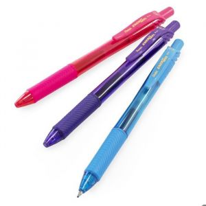 Pentel Energel X BL107 Stylo roller rétractable - 07 mm - Bleu ciel rose violet -Lot de 3