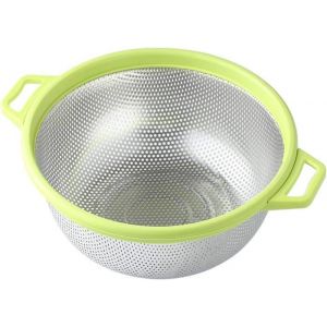 Passoire en acier inoxydable 5 litres grande passoire verte avec pieds pour pâtes fruits légumes