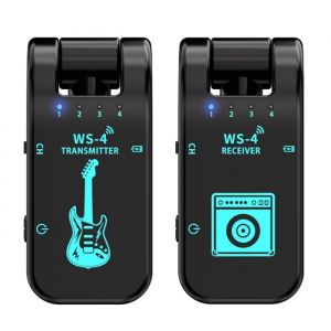Syst&egrave;me de Guitare Sans Fil 2.4G WS-4 &Eacute;metteur-R&eacute;cepteur pour Guitare &Eacute;lectrique Basse Transmission en Temps R&eacute;el 48K/16 Bits