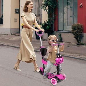 JEOBEST Trottinette Enfant Trottinette 3 Roues Patinette Enfant Pliable avec Hauteur Ajustable pour Fille/Gar&ccedil;on de 2 &agrave; 8 Ans