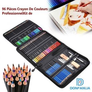 96PCS Professionnel Crayons DessinCrayons de couleurKit de Croquis Crayons EnsembleId&eacute;al Pour Enfants Adultes et Artistes