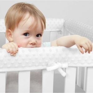 3PCS Protection de Rail de BerceauProt&egrave;ge-Bords de Lit B&eacute;b&eacute; Protection de Dentition pour B&eacute;b&eacute;Rails de Lit Souples Protection Blan