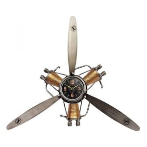Horloge murale - Design - Hélice dAvion - Métal - 63cm - Décoration Loft Industriel