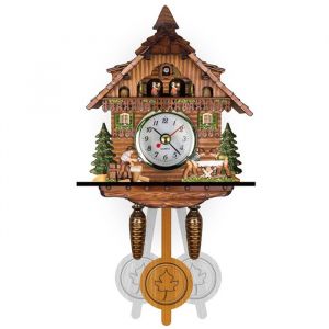 Horloge Murale &agrave; Coucou en Bois - Design Traditionnel R&eacute;tro Nordique Inspir&eacute; des Mystiques For&ecirc;ts Allemandes