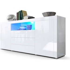 Buffet laqué blanc avec éclairage led 167 cm