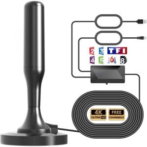 Antenne TV Intérieure Puissante TNT HD 2025 Le Plus Antenne récent Puissante amplificateur Intérieure - 360KM Réception