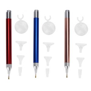 Duokon stylo sélecteur de diamant 3 stylos de peinture diamant lumineux avec loupe pour broderie 5D bricolage diamant art point de
