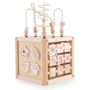 Bieco Cube d&rsquo;activit&eacute;s Reh Ella en bois durable FSC  Cube de motricit&eacute; b&eacute;b&eacute; d&egrave;s 12 mois  Activity cube Montessori avec