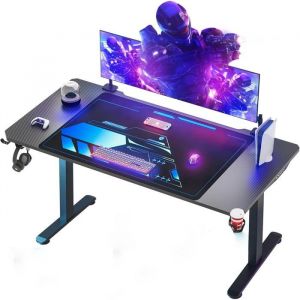 Bureau Gaming180 x 70 cm Bureau Gamer Ergonomique avec Tapis de Souris Porte-gobelet et Crochet pour Casque Meuble Multimedia