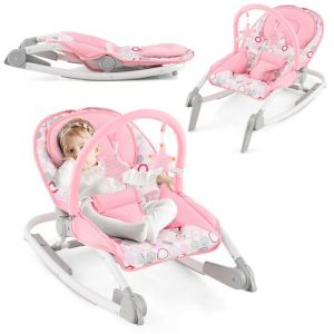 DREAMADE 2 en 1 Transat B&eacute;b&eacute; 0-6Mois avec Dossier R&eacute;glable Appuie-t&ecirc;te Arche &agrave; Jouets Housse Amovibles Jusqu&agrave; 9 kg Rose