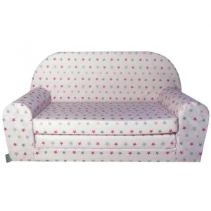 Canapé mousse lit enfant - FORTISLINE - Etoile Rose - Tissu microfibre - Convertible