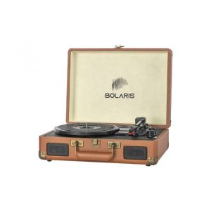 Platine Vinyle - Bolaris - Modèle Bolaris 3 W - Bluetooth 5.0 - Haut-Parleurs Stéréo - Marron