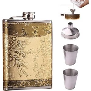 Flasque Alcool Acier Inoxydable Flasque Inox 8oz  Flasque de Poche Portable en Acier Inoxydable Avec Entonnoir Verre Vin
