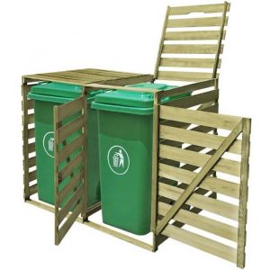 RemiseArmoire Cache poubelles Abri pour poubelle double 240 L Bois imprégné JILIMAISON2025 68311330