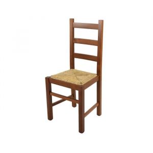 Tommychairs - Chaise cuisine RUSTICA robuste structure en bois de h&ecirc;tre peindr&eacute; en couleur noyer clair et assise en paille