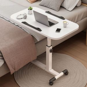 Table dAppoint Bureau Mobile Réglable en Hauteur 69-90cm Bureau Pliante 4 Roulante Verrouillable pour Canapé 40X60CM