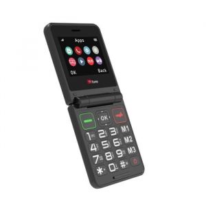 Téléphone portable pliable TTfone TT660 pour personnes âgées design pliant gros boutons assistance durgence Noir (avec câble US