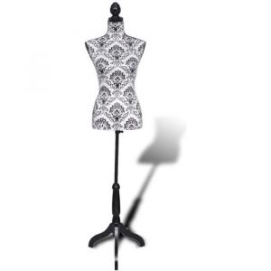 Buste de présentation Femme Noir et blanc 67 cm Mannequin de Couture de Vitrine Buste Décoratif
