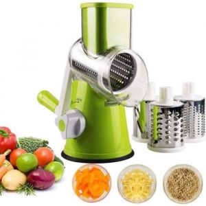 MANDOLINE - EMINCEUR - COUPE-ALIMENT Trancheuse &agrave; L&eacute;gumes Coupeur R&acirc;pe Hachoir avec 3 Lames Cylindriques en Acier Ioxydable