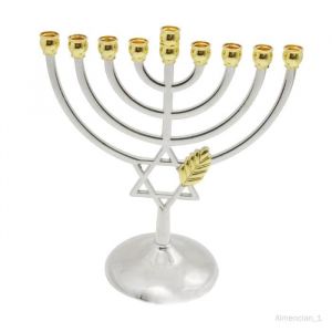 Cand&eacute;labres de bougeoir de Hanukkah en m&eacute;tal Chandelier de Menorah de 9 branches dh&ocirc;tels