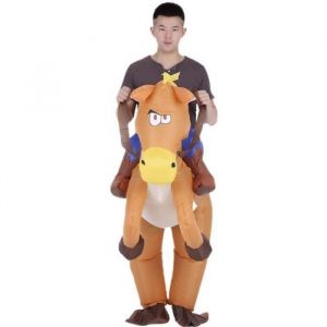 Costume de Gonflable de  Cow-boy &agrave; Cheval Dr&ocirc;le pour Adulte D&eacute;guisement Halloween Cosplay